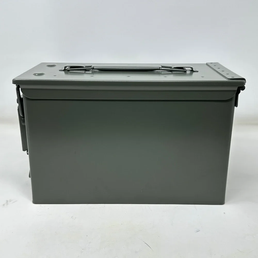 Military Style Steel Ammo Can 50 Caliber Olive Drab Green Storage Box Utility